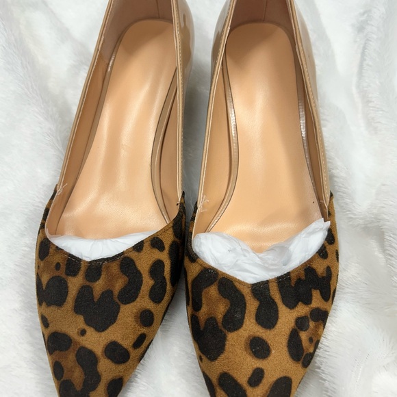 Leopard Print and Tan Women's Kitten Heels - Picture 2 of 7